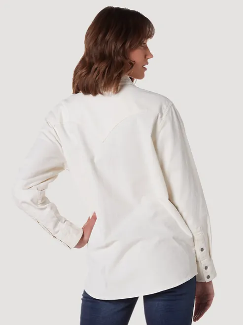 112336504 - Wrangler Women’s LS Corduroy Western Snap Shirt - White