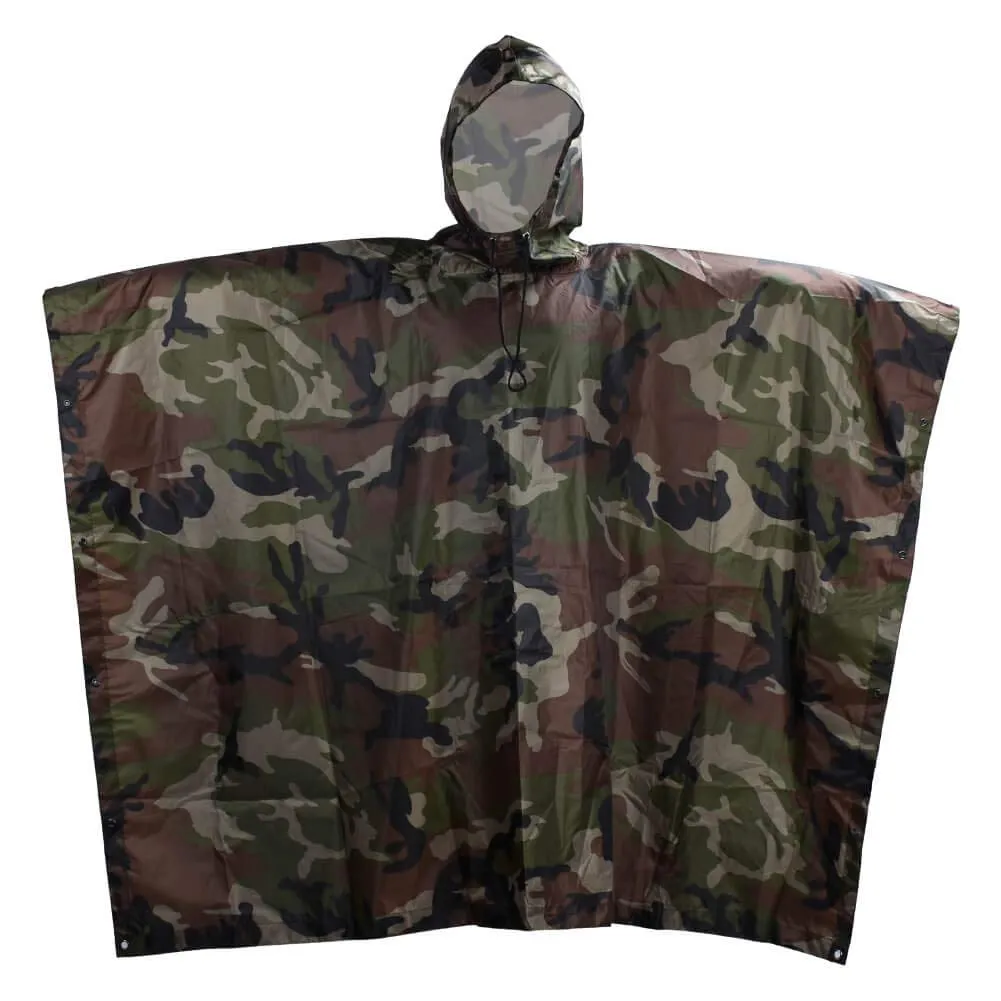 Camouflage Rain Poncho Hooded Waterproof Camo Raincoat with Blind Pattern for Hunting Hiking Camping Fishing