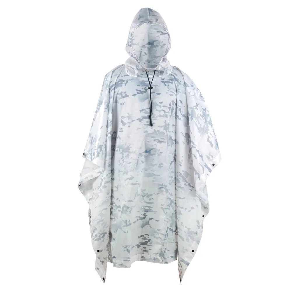 Camouflage Rain Poncho Hooded Waterproof Camo Raincoat with Blind Pattern for Hunting Hiking Camping Fishing