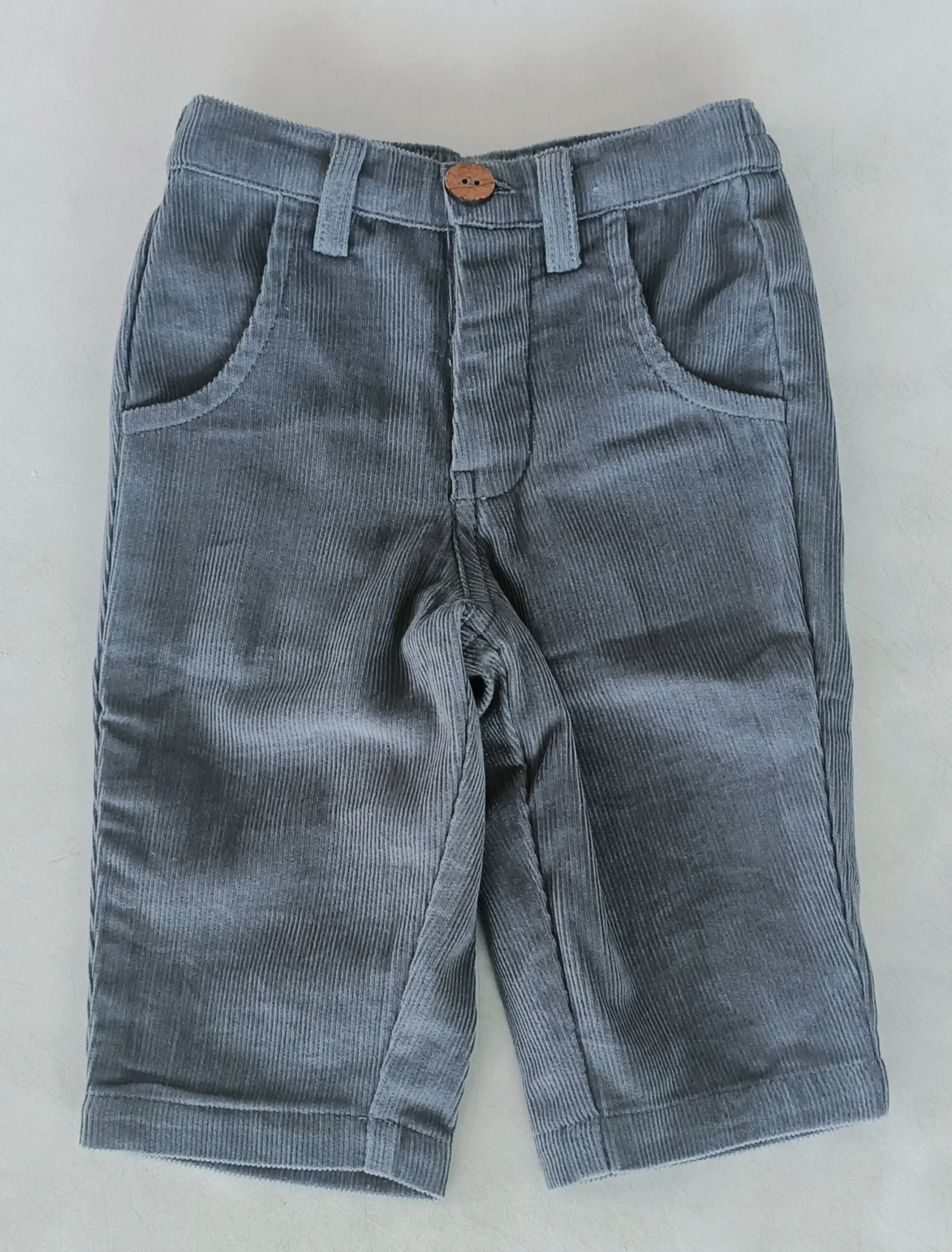 Grey Corduroy Solid Color Boys Pants