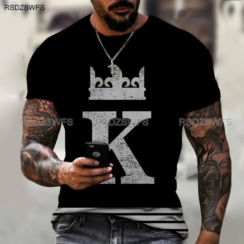 Men's Shirt Crown King KING 3D Printing Print Round Neck T-shirt High-quality Clothing Street Fashion Men Oversize 5XL