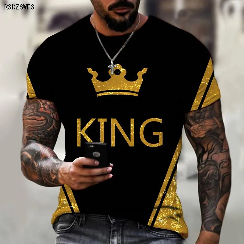 Men's Shirt Crown King KING 3D Printing Print Round Neck T-shirt High-quality Clothing Street Fashion Men Oversize 5XL