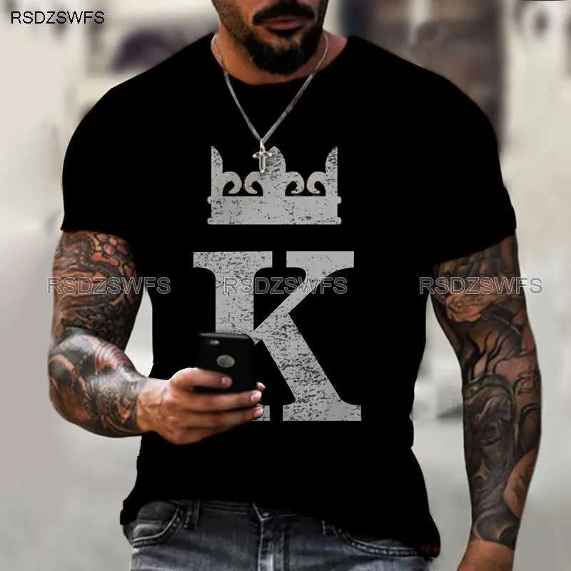 Men's Shirt Crown King KING 3D Printing Print Round Neck T-shirt High-quality Clothing Street Fashion Men Oversize 5XL