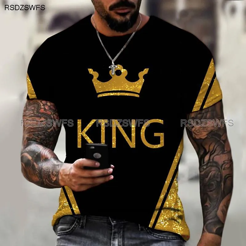 Men's Shirt Crown King KING 3D Printing Print Round Neck T-shirt High-quality Clothing Street Fashion Men Oversize 5XL