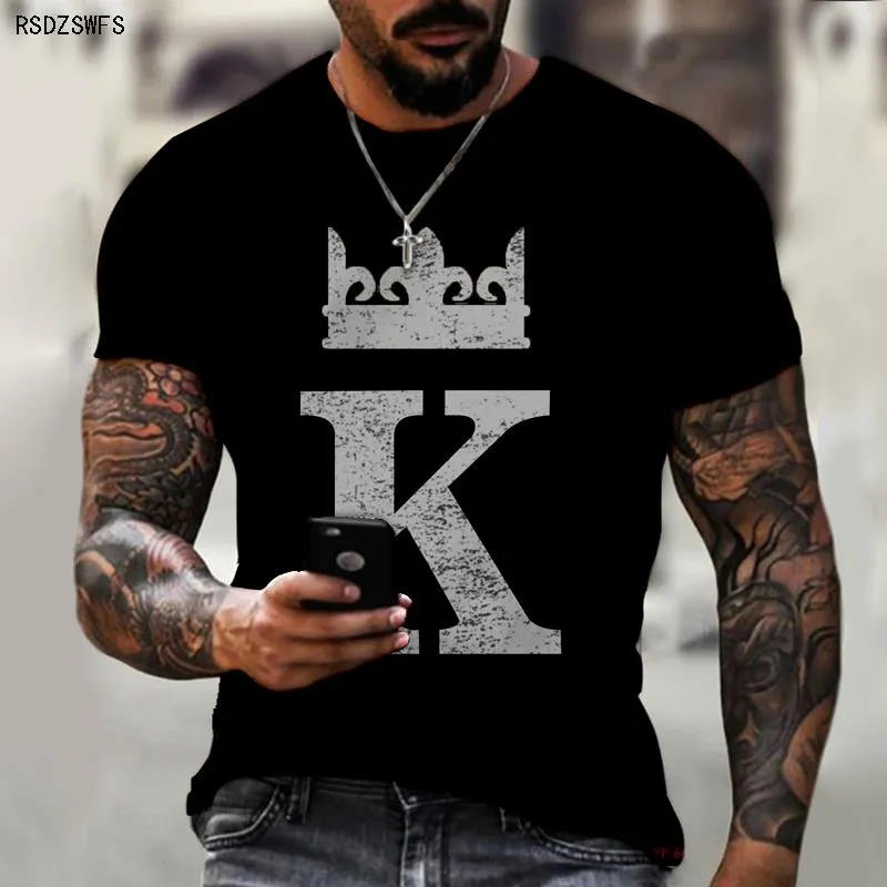 Men's Shirt Crown King KING 3D Printing Print Round Neck T-shirt High-quality Clothing Street Fashion Men Oversize 5XL