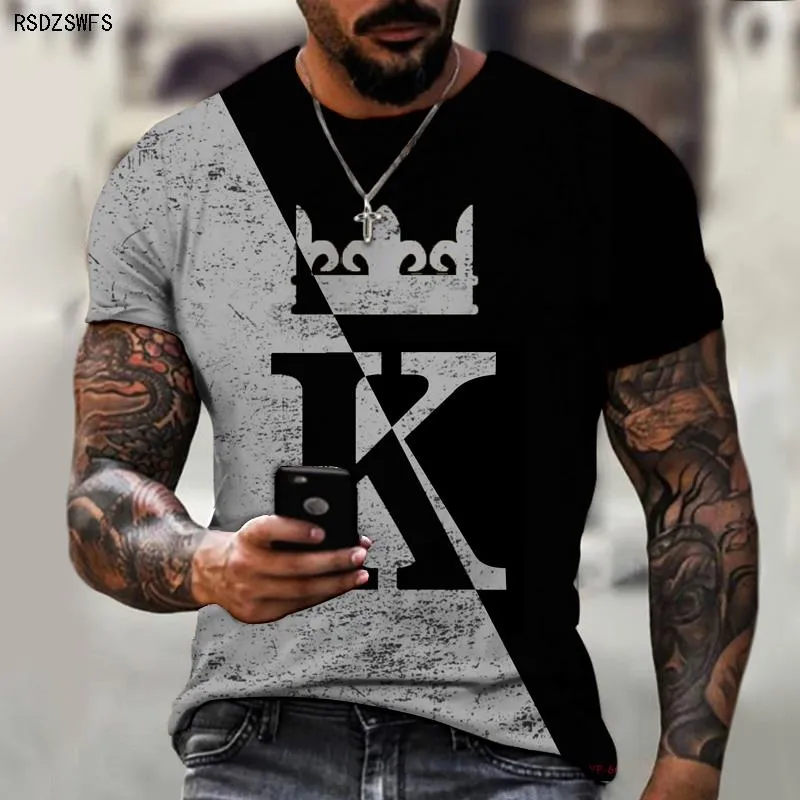 Men's Shirt Crown King KING 3D Printing Print Round Neck T-shirt High-quality Clothing Street Fashion Men Oversize 5XL