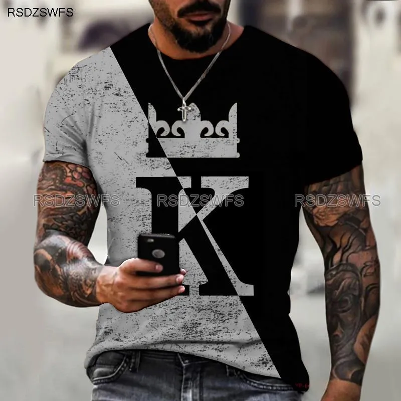 Men's Shirt Crown King KING 3D Printing Print Round Neck T-shirt High-quality Clothing Street Fashion Men Oversize 5XL