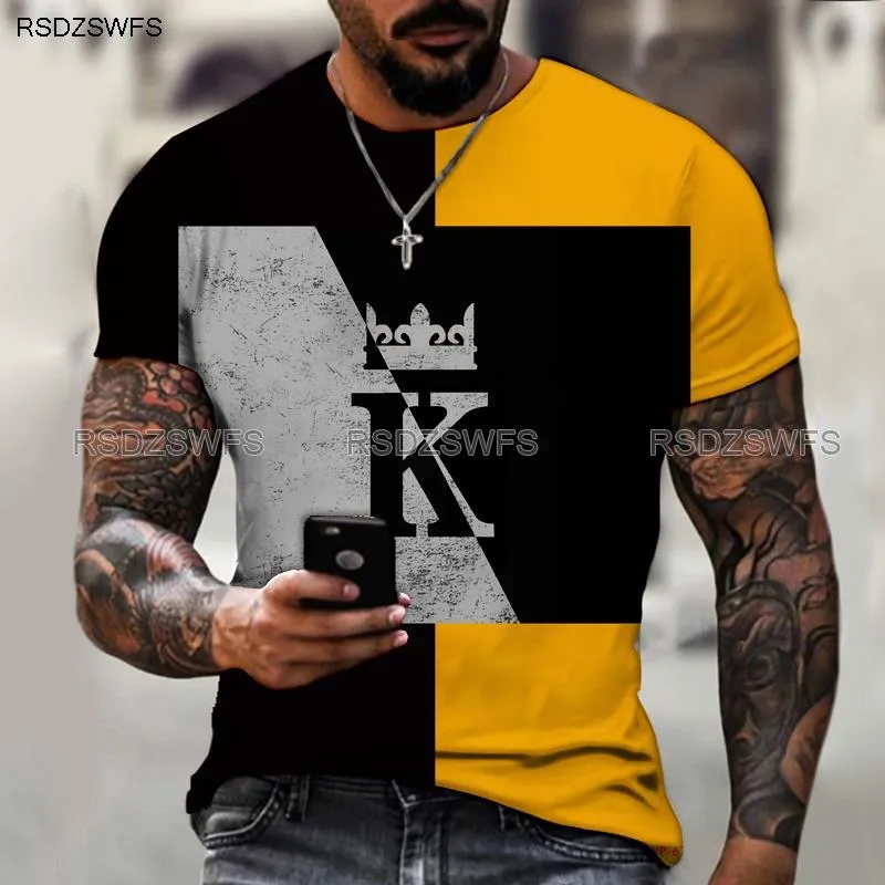 Men's Shirt Crown King KING 3D Printing Print Round Neck T-shirt High-quality Clothing Street Fashion Men Oversize 5XL