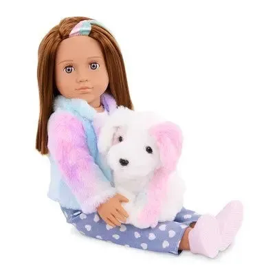 Our Generation Skylar & Bow Matching 18'' Doll & Pet Rainbow Puppy Set