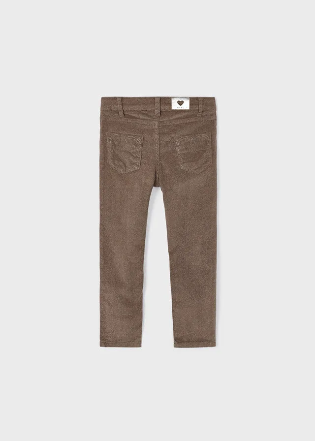 Shimmer Brown Cord Skinny Fit Pant
