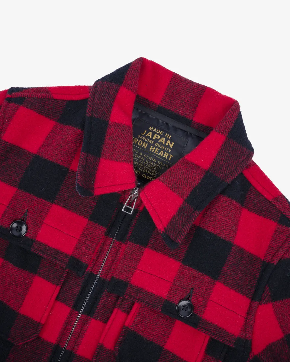 Wool Buffalo Check Hunting Jacket - Red